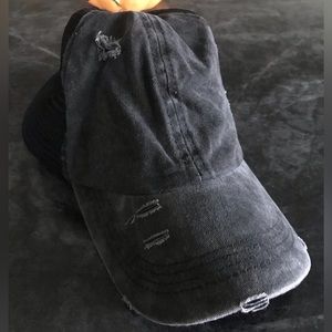 Distressed Adjustable Baseball Hat w/ Ponytail NWOT
